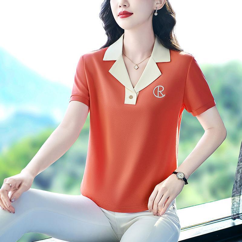 2026 Women s Summer Blue Slimming Casual Short-Sleeve T-Shirt L