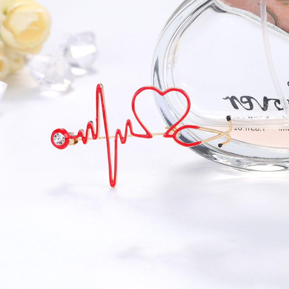 Doctor Heart Rate Electrocardiogram Red Hospital Fashion Accessories Jewelry Brooch Pins Brooches