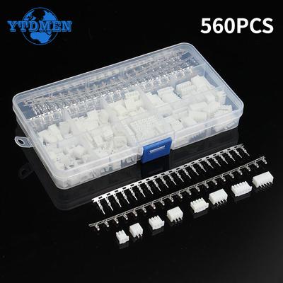 560PCS Dupont Connector 2.54mm Jumper Wire Cable Pin Header Pin Housing and Male / Female Pin Head Terminal Adapter Plug Set Kit
