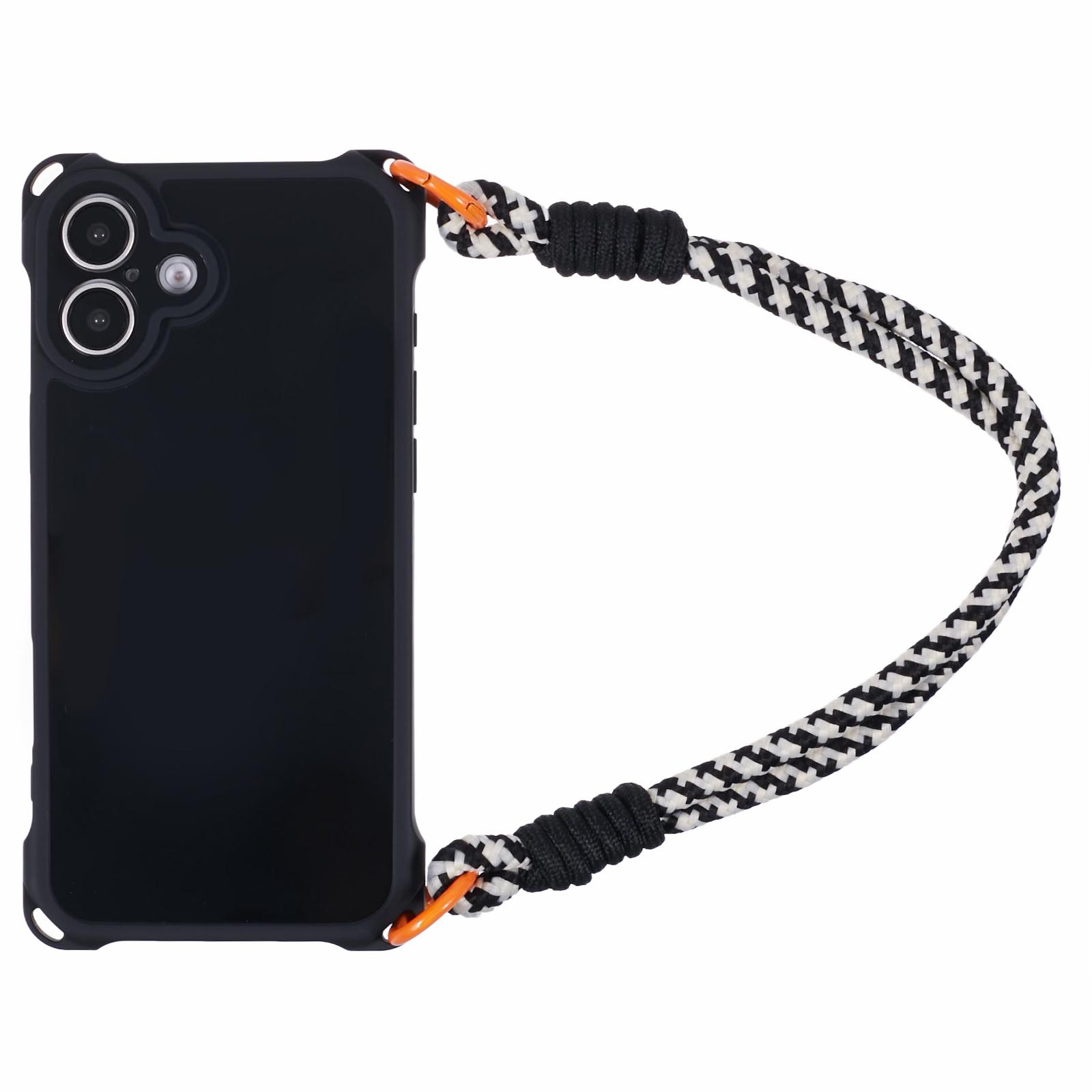 

Чехол для iPhone 16 Усиленные углы Противоударный ТПУ Чехол для телефона с ремешком на запястье Black