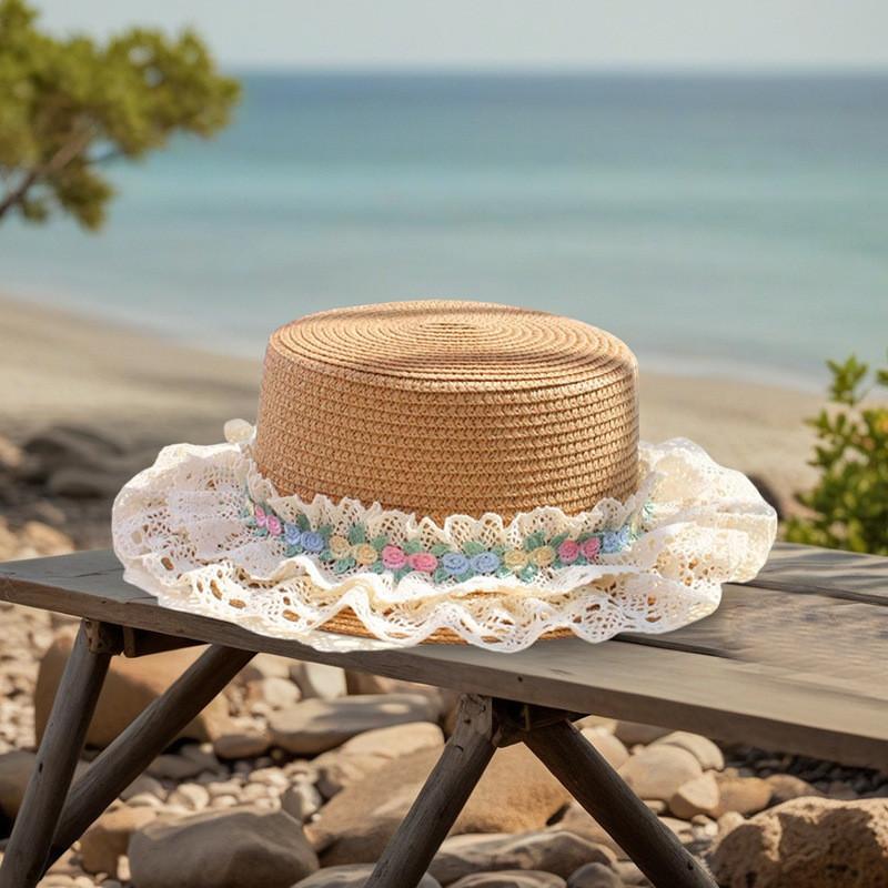Womens Wide Brim Straw Hat With Breathable Weaving For Sun Protection And Resort Wear
