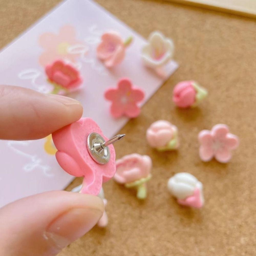 20/30Pcs 3D Sakura Pushpins Creative Pink Flower Push Pins Blackboard Push Pins  Photo Wall Decor
