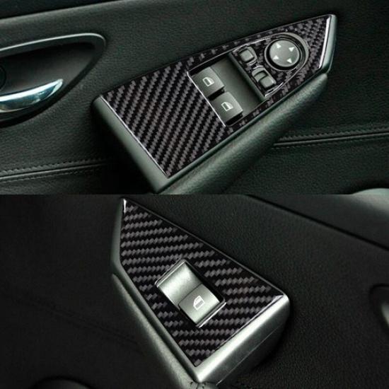 Carbon Fiber Window Lift Switch Interior Trim For BMW 6 650i 645Ci E63 2004-10