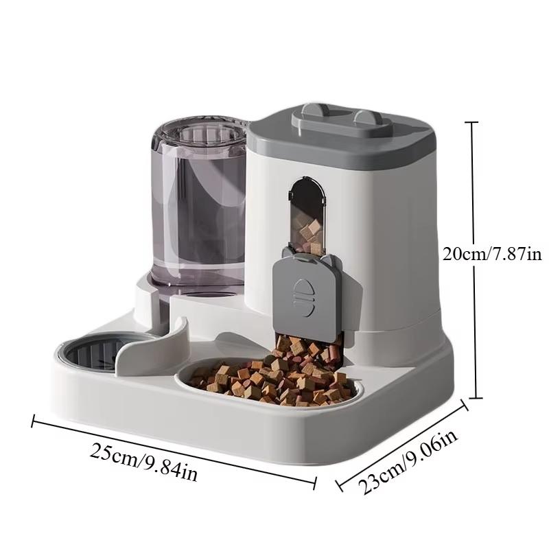 Large Capacity 2-in-1 Automatic Cat Food and Water Dispenser Dry/Wet Separation Durable Plastic Transparent Design Accessories