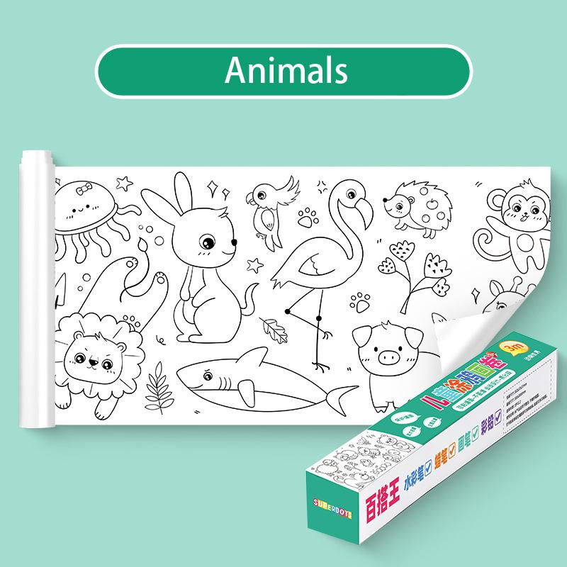 Diy Coloring Drawing Paper Roll Painting Sticky Early Educational Toy Gift Kid