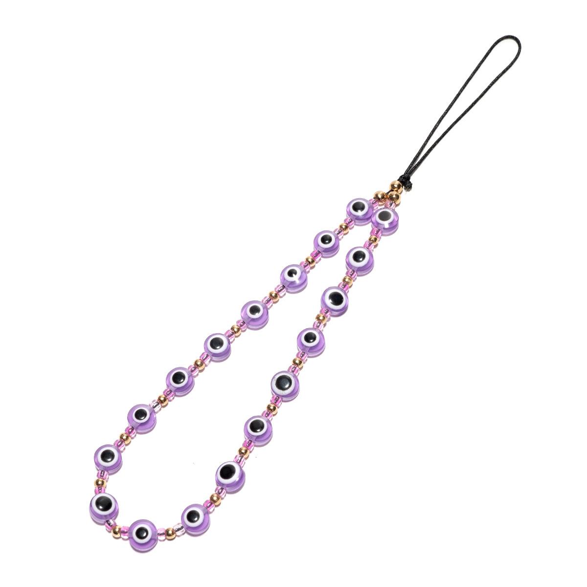 

Fashion Evil Eye Phone Chain Resin Beads Mobile Phone Strap Colorful Mobile Phone Charm Accessories Jewelry for Women Girls фиолетовый