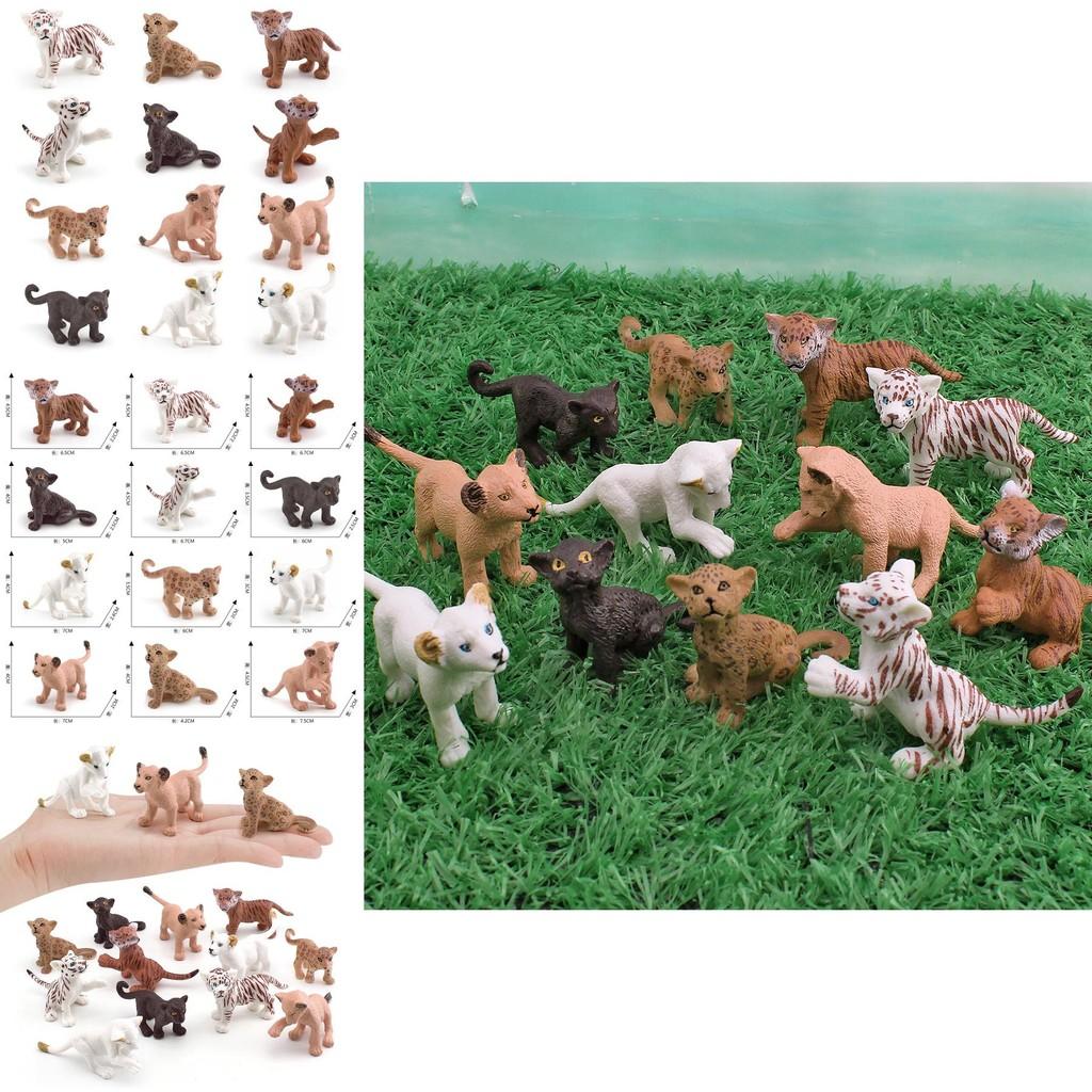 Simulating Wild Animal Tiger And Leopard Cub Models Desktop Ornament Set For Desk Decor