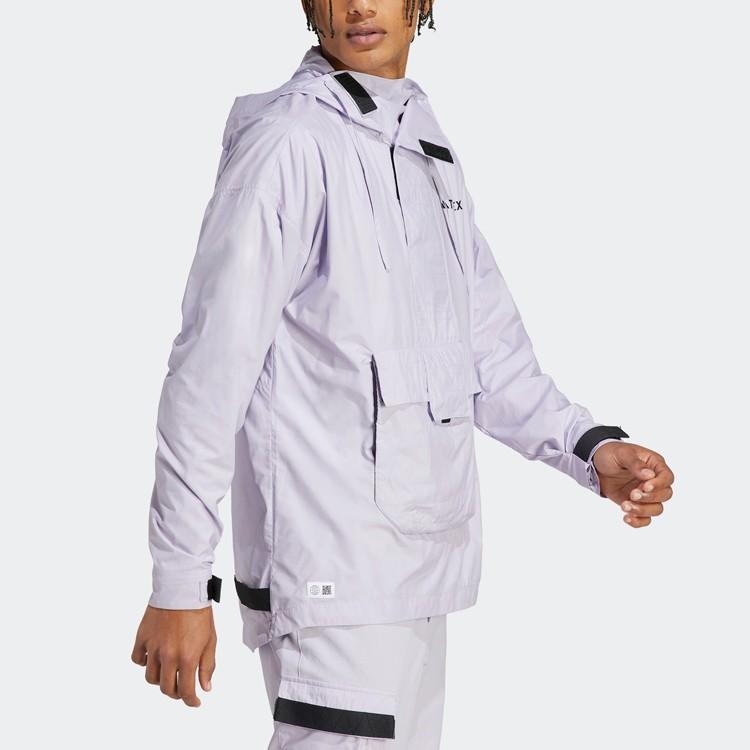 adidas Solid Color Logo Sports Outdoor Hooded Jacket Men’s Silver