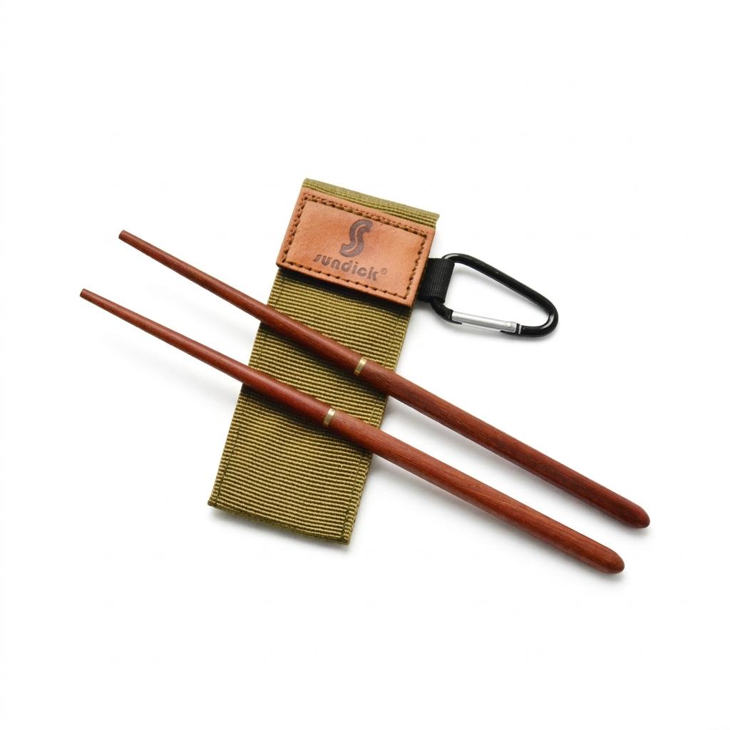 Portable Folding Chopsticks with Storage Bag Wooden-Material for Outdoor Camping Army Green зелёный