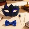 3 piece set Half Face Dance Mask Brooch Set Gentleman Party Cosplay Masquerade Prom Mask Painted Masquerade Mask Adult