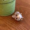Court style retro pearl flower ring ring light luxury heavy industry temperament jewelry