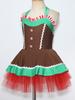 Kinder Mädchen Lebkuchenmann Kostüm Weihnachtstanz Ärmelloses Tutu Kleid Ärmelloses Kleid