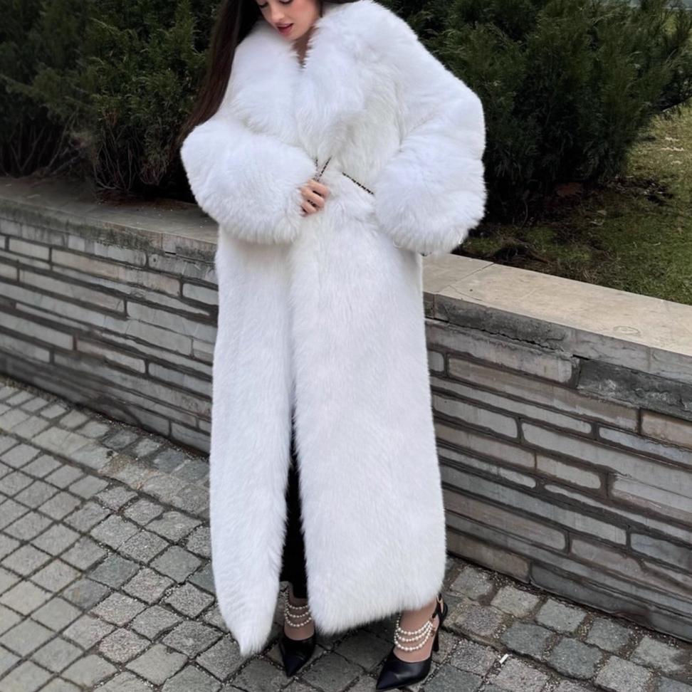 Long Coats Women Faux Fur Jackets Y2k Streetwear Turn Down Collar Coat Thick Warm Jacket Elegant Work Outerwear Autumn Winter