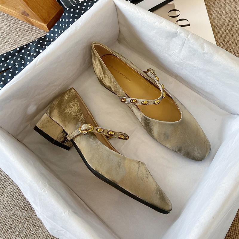 

Y852-3 thick heel spring and summer 2025 new small square head outer wear women s summer outer wear with skirt high heel single shoes women 40 хаки