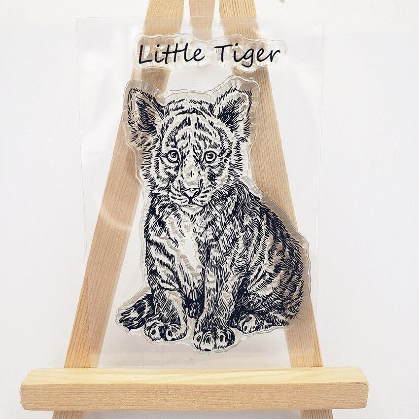 

Hot 6*9cm Cute Tiger Transparent Clear Stamps / Silicone Seals Roller Stamp For DIY Scrapbooking Photo Album/Card Making белый
