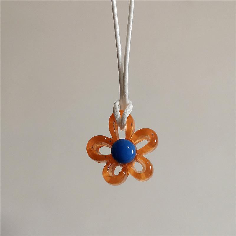 Koreanische Mode Harajuku Vintage Niedlich Bunt Acryl Blume Anhänger Choker Halskette Hals Charm Damen EMO Schmuck Zubehör