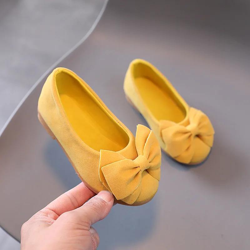 Children's Leather Shoes Sweet Chic Bowknot Ballet Flats for Girls Fashion Soft Versatile Kids Causal Princess Loafers Elegant