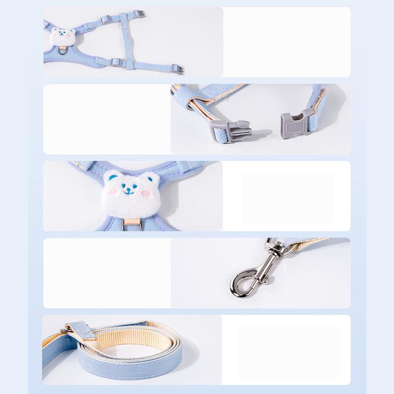 Escape-Proof Cat Harness with Leash - Cute Bear Design Lightweight Comfortable Pet Vest