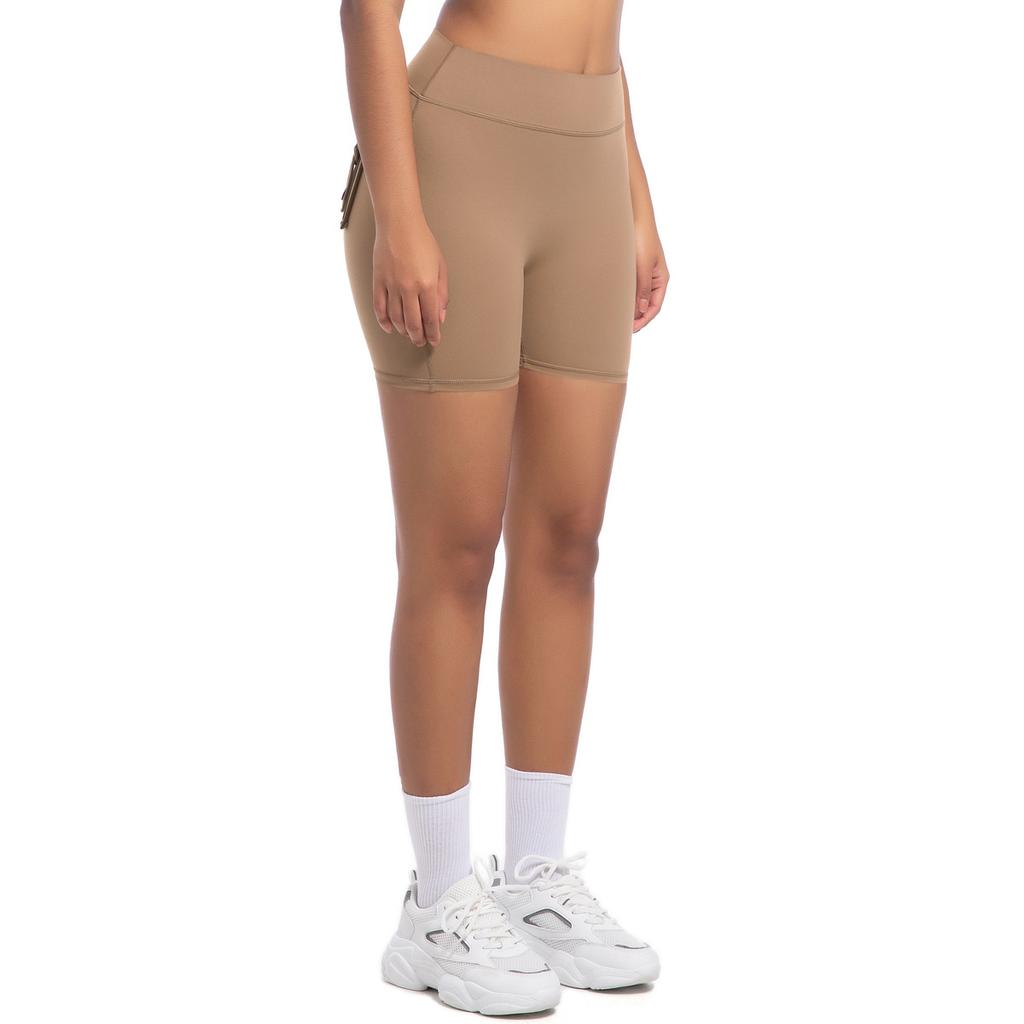 New Peach Hip Workwear Tight Shorts For Women, High Waisted Elastic Hip Lifting Button Yoga Pants, Quick Drying Running And Fitness Pants