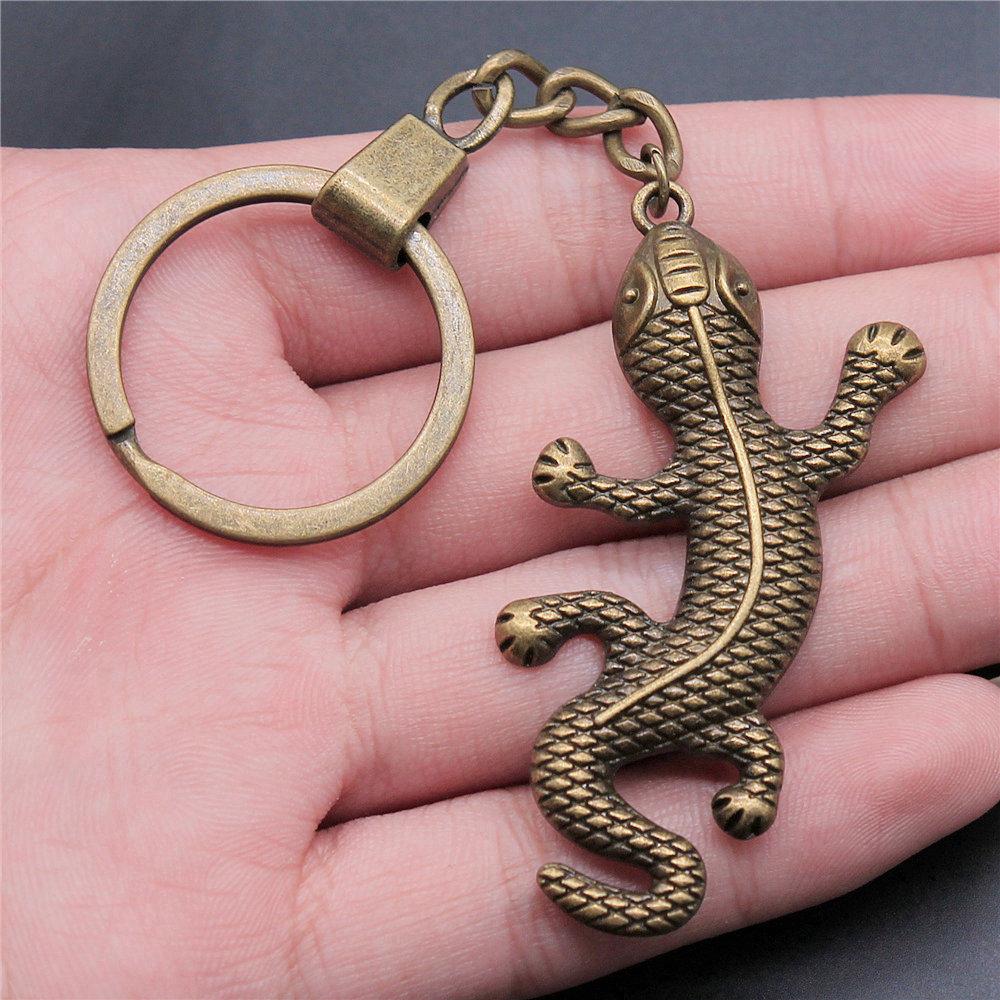 Dinosaur Animal Prehistoric Creature Pendant Antique Bronze Metal Keychain with 30mm Ring for Women High Quality