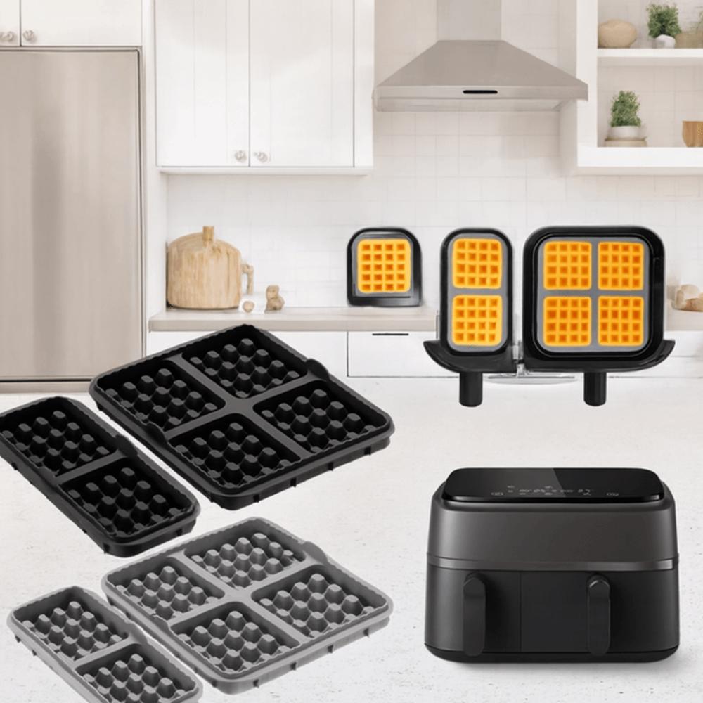 2 Piece Portable Silicone Air Fryer Waffle Mold Square/Rectangular Non-stick Waffle Maker Heat-resistant Waffle Tray Pastry