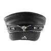 Contemporary Militaries Cap With Bullhead Rivet Chain Design Breathable Adjustable Outdoor Hat for Women Girls
