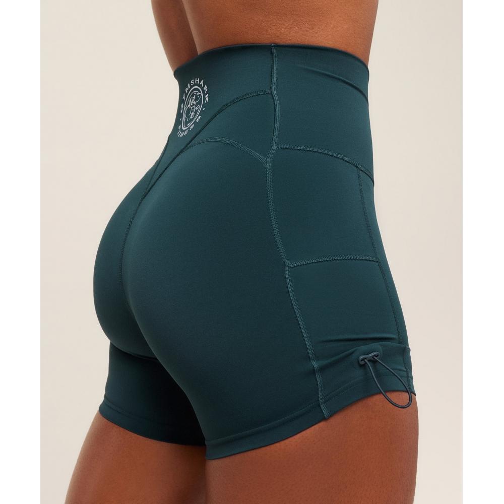 Gymshark Legacy Logo Tight Shorts Deep Petrol Blue B7a4g Udrl