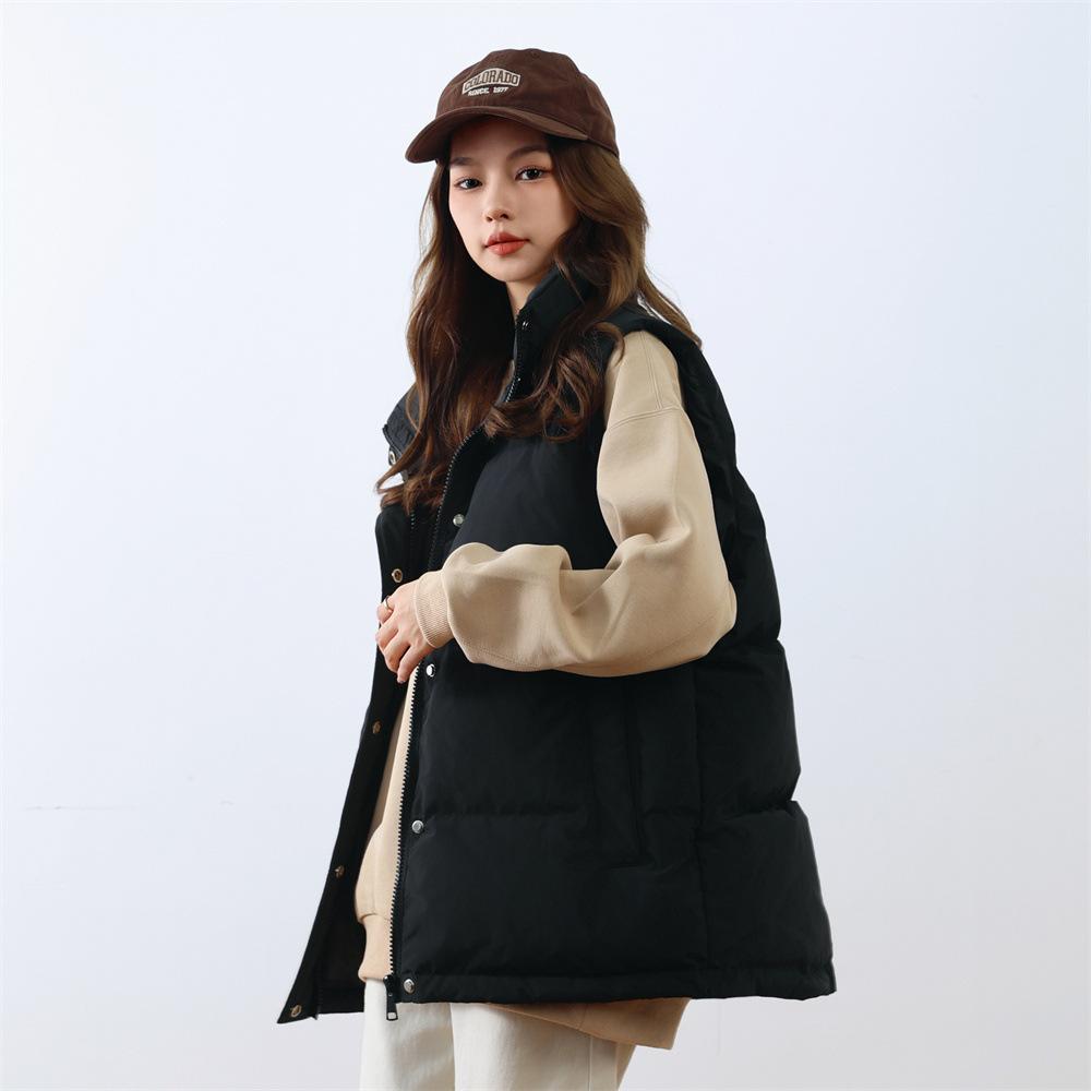 

Simple and versatile autumn and winter new solid color women s vest warm down vest one size fits all чорний