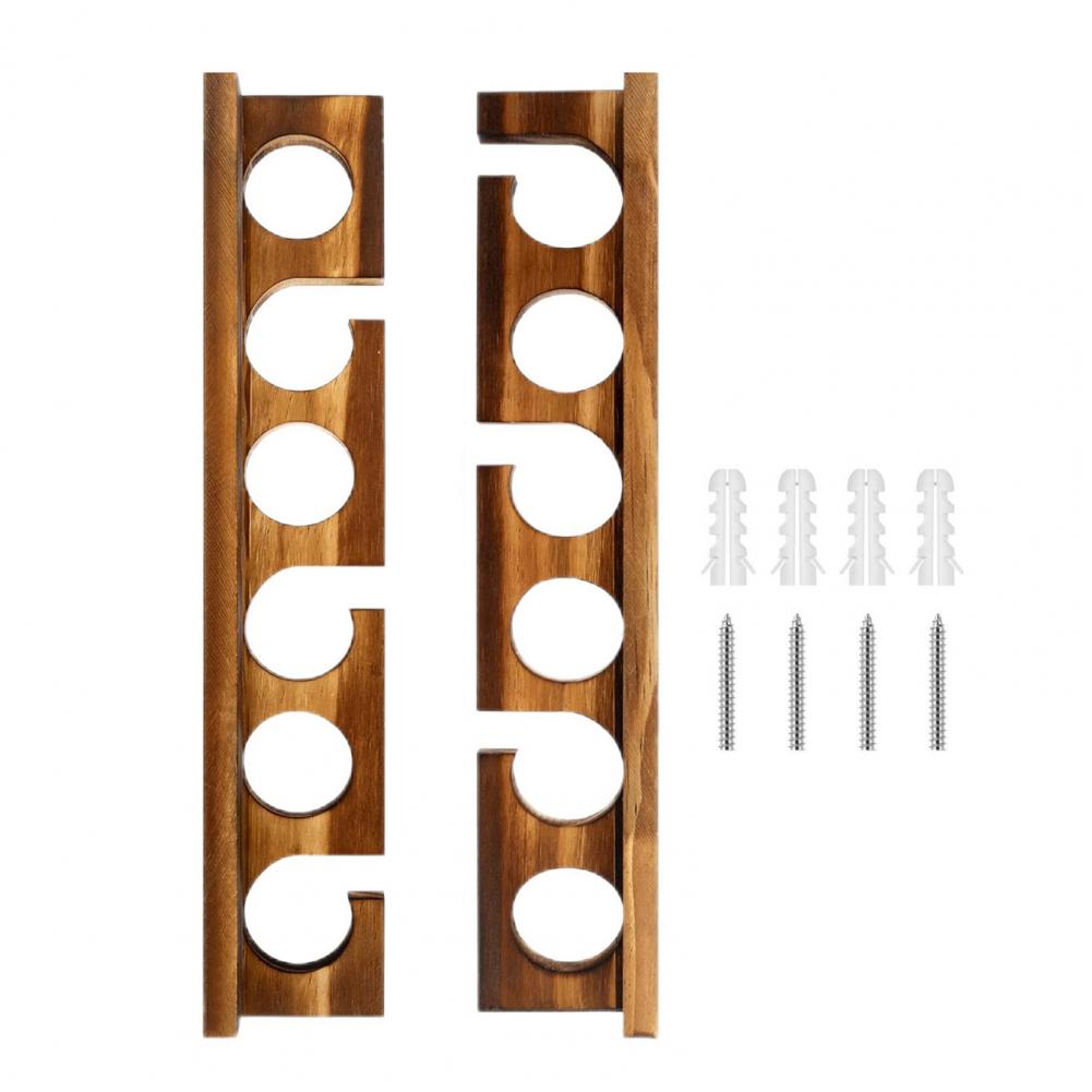 2Pcs 6 Hardwood Fishing Rod Storage Rack Multi-rod Fishing Stand Wooden Fishing Gear Storage Rack Wall Mount Rod Holder эбеновый