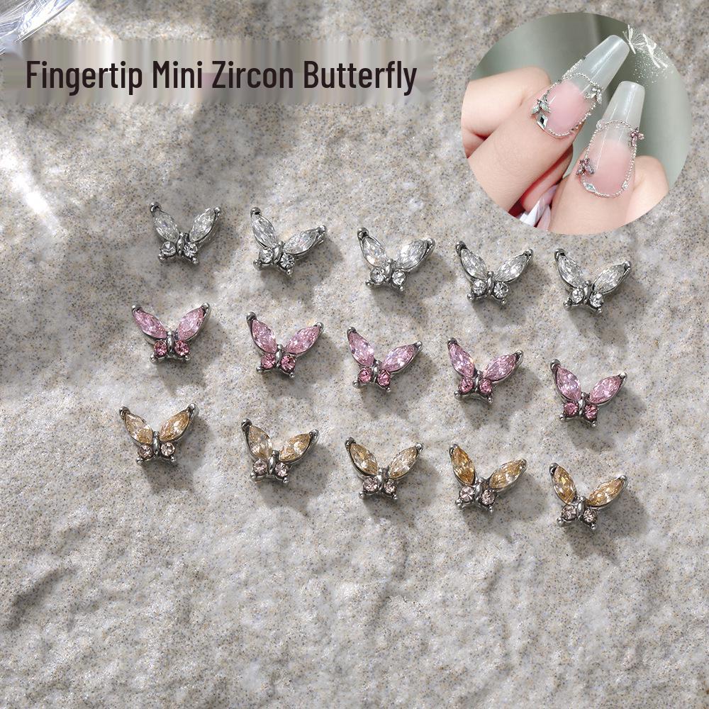 Zircon Butterfly Nail Art Jewelry: Pink Crystal Marquise Rhinestone Accessories