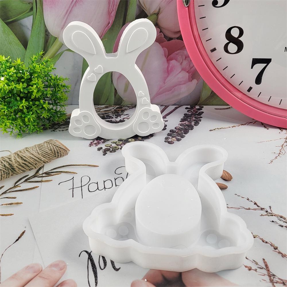 Love Egg Rabbit Ornament Mold Easter Rabbit Decoration Cement Gypsum Mold DIY Silicone Mold