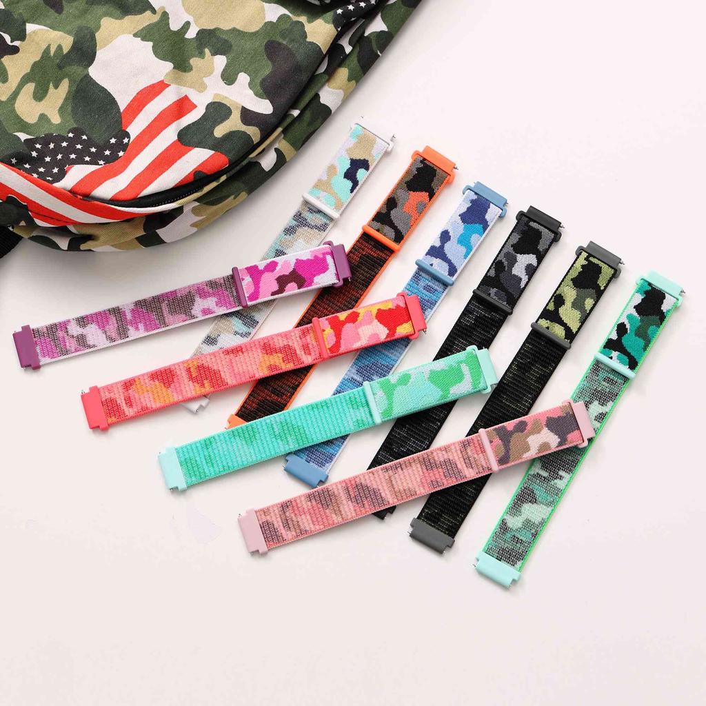 For Samsung Galaxy Watch3 45mm/Huawei Watch GT 3 Pro 46mm Watch Band 22mm Camouflage Nylon Adjustable Loop Wrist Strap