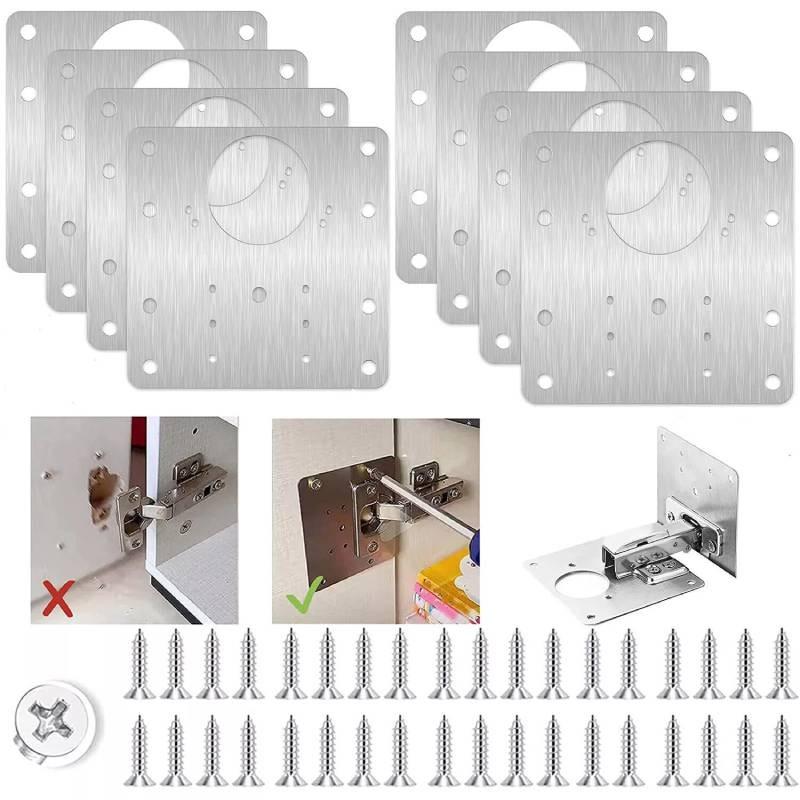 Cupboard Door Kitchen Hinge Repair Kit Plate Fixing Screws Cabinet Durable Tool