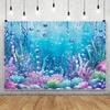 Blue Underwater World Photography Background Ocean Undersea Coral Castle Shells Kid Birthday Party Decor Portrait Photo Backdrop