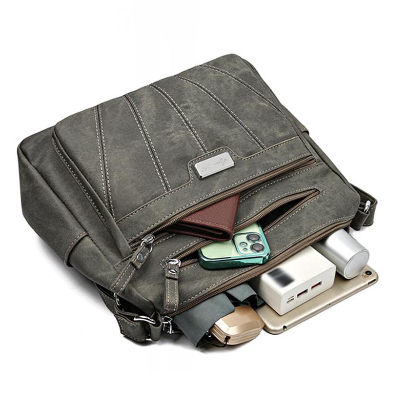 Multi-layer Middle-aged  Messenger Bag Versatile Casual Women's Bag Retro Large-capacity Shoulder Bag