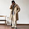 JEEP SPIRIT Men's Japanese Style Drawstring Mid-Length Trench Coat