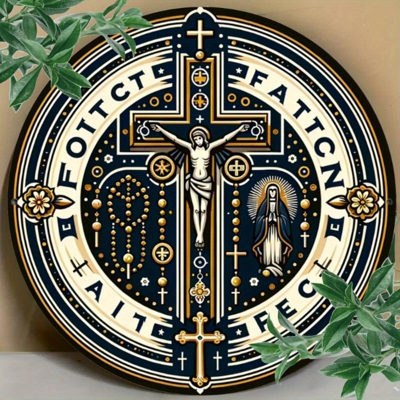 Hexenbesen Halloween Schild, Runde Aluminium Wandplakette 20x20cm