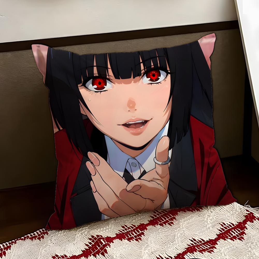 KKakegurui Anime Cushion Cover Reversible Soft Durable Pillow Cover Home Car MultiScene Use for Daily Comfort