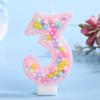 Colorful Ocean Bead Birthday Number Candle - Pink Edge Cake Decoration