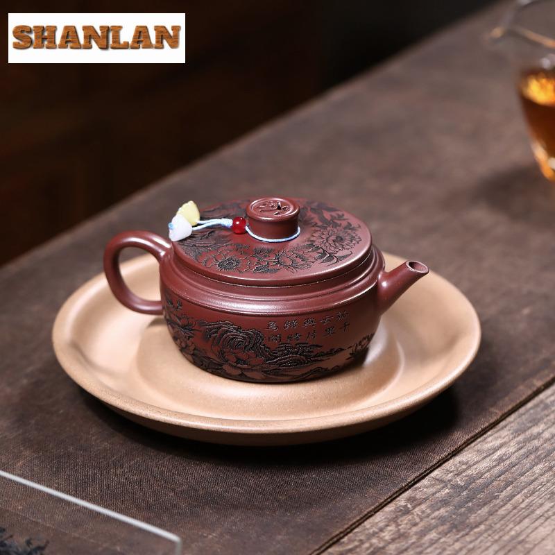 160ml Yixing Lila Ton Teekannen Handgemacht Großkalibriger Topf Roher Ton Drachenblut Sand Teekocher Mit Sieb Zisha Tee