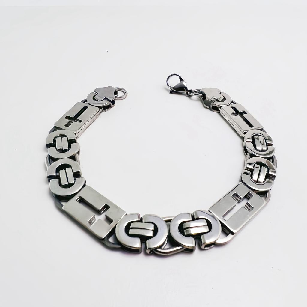 Men Cross Shape 6mm 8mm 11mm Imperial Chain Bracelet High Polished Stainless Steel Chunky Street Wrist Jewelry