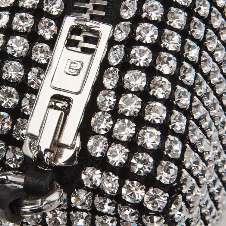 Alexander Wang Heiress Bolsa de Mão Pequena de Couro com Diamantes Brancos Bolsa de Ombro Tote Médio Feminina Branca