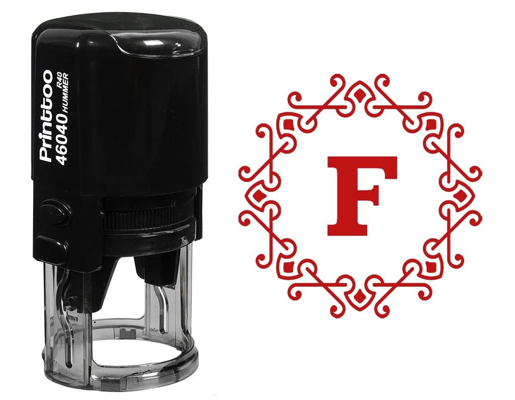 Printtoo Office Stationary Octagon Celtic Swirl Frame F Alphabet Monogram R-40 Self Inking Rubber