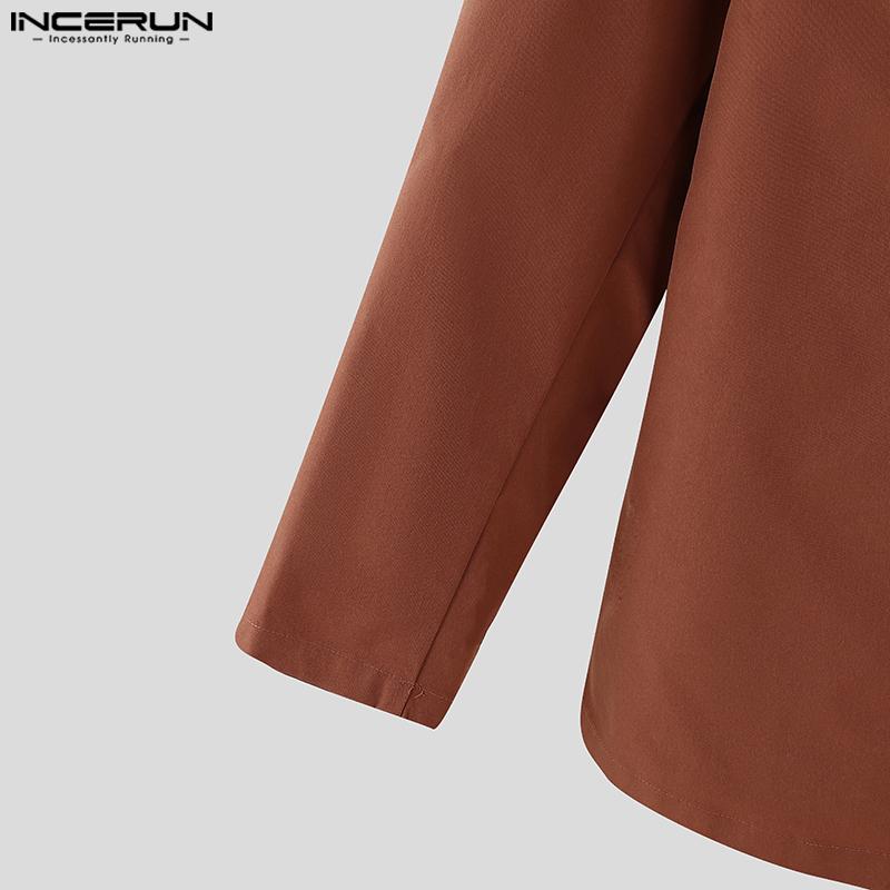 INCERUN Herren Reverskragen Langarm Einknopf Blazer Schlanke Taille Dünne Mäntel