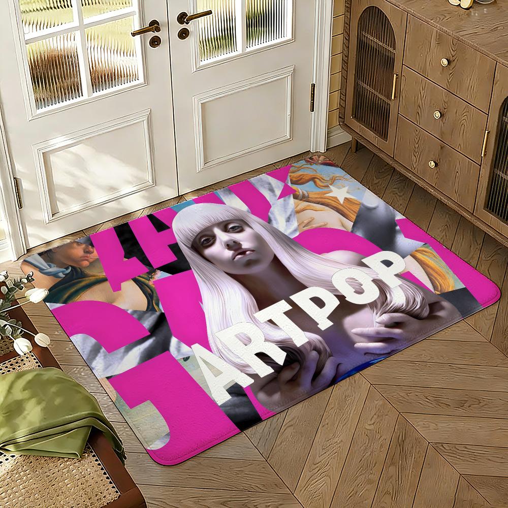 American Singer L-Lady Gaga Mayhem Floor Mat Soft Thickened Absorbent Non-Slip Bedroom Living Room Door Mat Home Flannel Rugs
