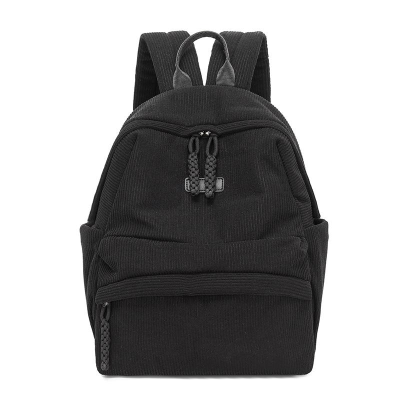 Schoolbag Backpack Corduroy Ladies Large Capacity Leisure Bag Student Bag Travel To Work Multi-pocket Lightweight