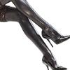 Women Sexy Lingerie Thigh High Lycra Wet Look Stockings Black Faux Leather Legging with Lace