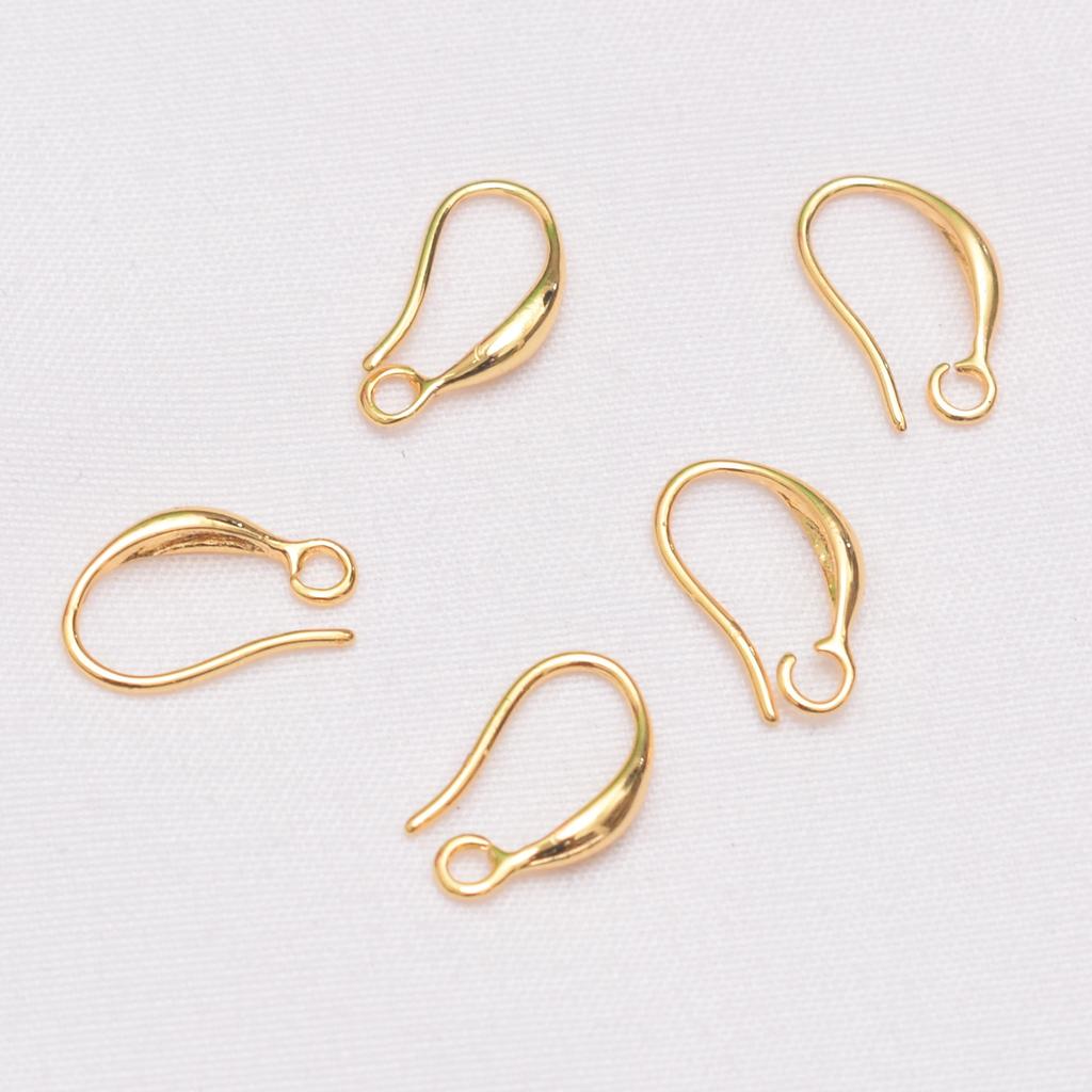 10pcs 18K Gold Ear Hook Material Pure Copper Twist Opening with Hanging Ear Hook DIY Handmade Glossy Earrings Accessories Batch