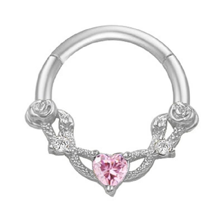 Kristall-Nasen-Clicker Handgefertigt Silberfarben Septum-Ring Edelstahl Piercing-Accessoire für Ohr und Knorpel