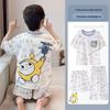 Boys' Summer Cartoon Pajama Set: Round Neck, Short Sleeve, Light Three-Piece for Kids